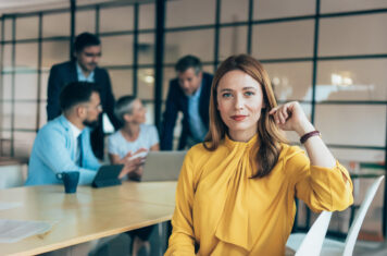 woman at conference table