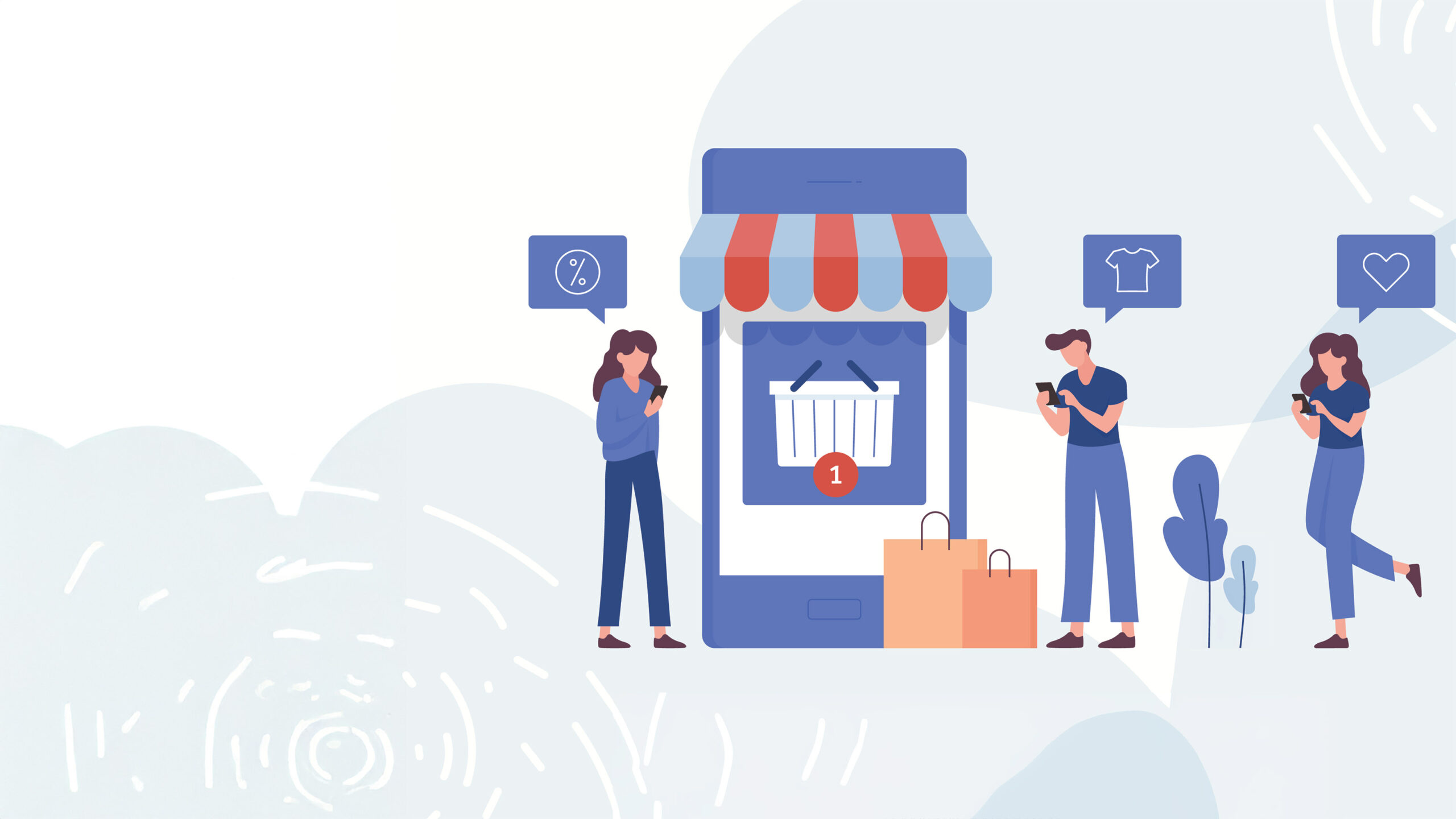 Illustration of online shoppers