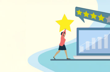 Illustration of woman holding a rating star