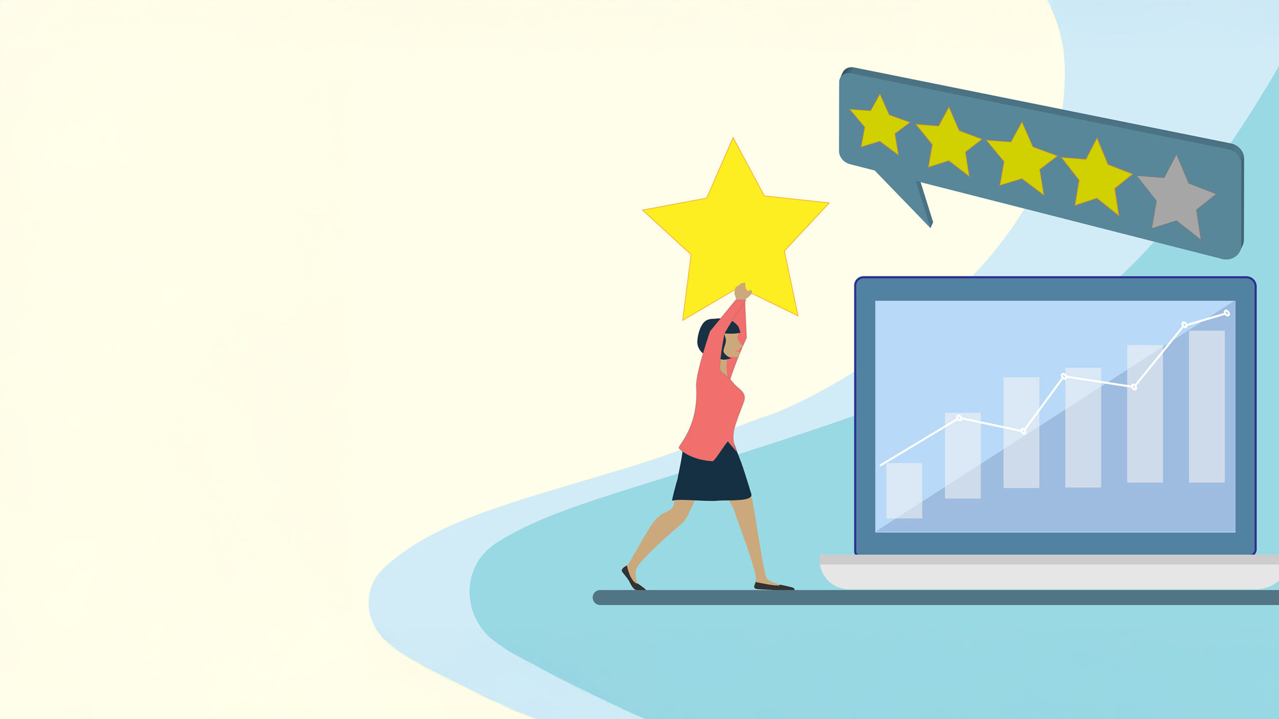 Illustration of woman holding a rating star