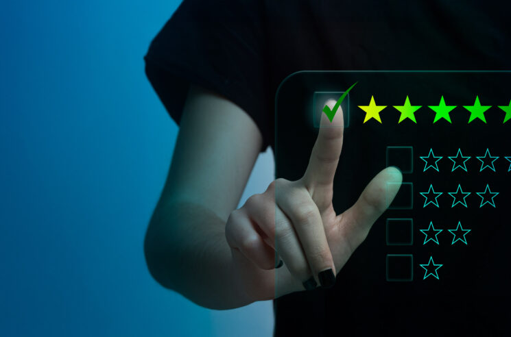 Hand selecting star rating