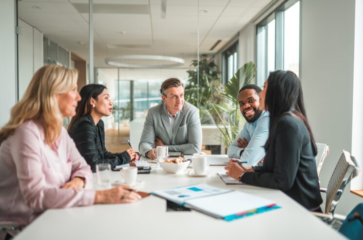 Group meeting at conference table